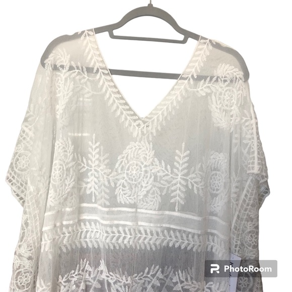 Anthropologie Kindred Semi Sheer Embroidered Crochet Lace Cover Up Overpiece - Picture 5 of 16